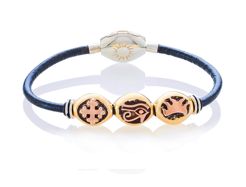 Golden Classic on Leather Bracelet - small charms