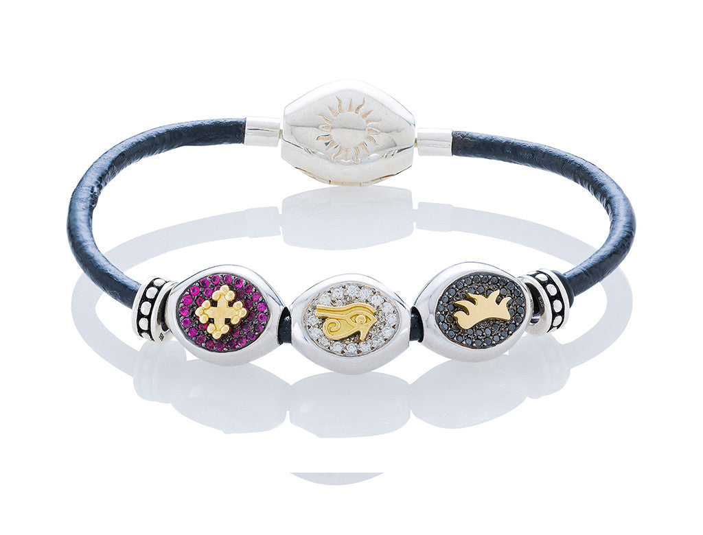Pavé Classic Bracelet on Leather - Small Charms