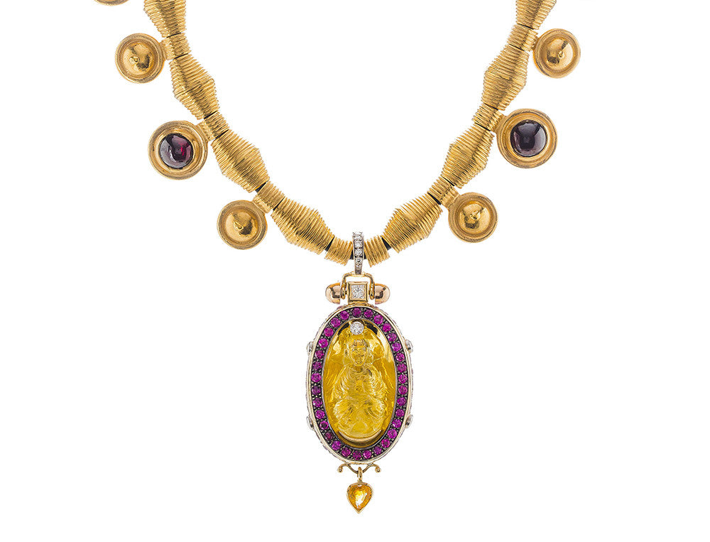Roman Necklace with Golden Buddha Pendant