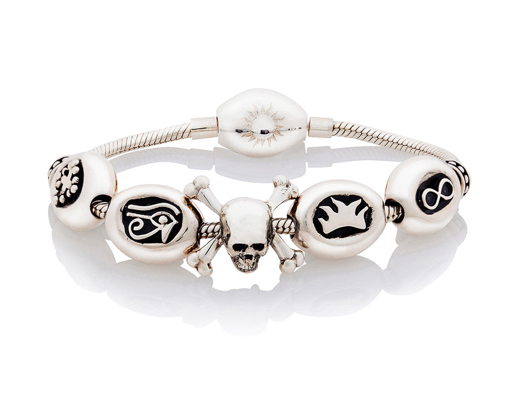 Skull and Crossbones Pirate Bracelet on Silver