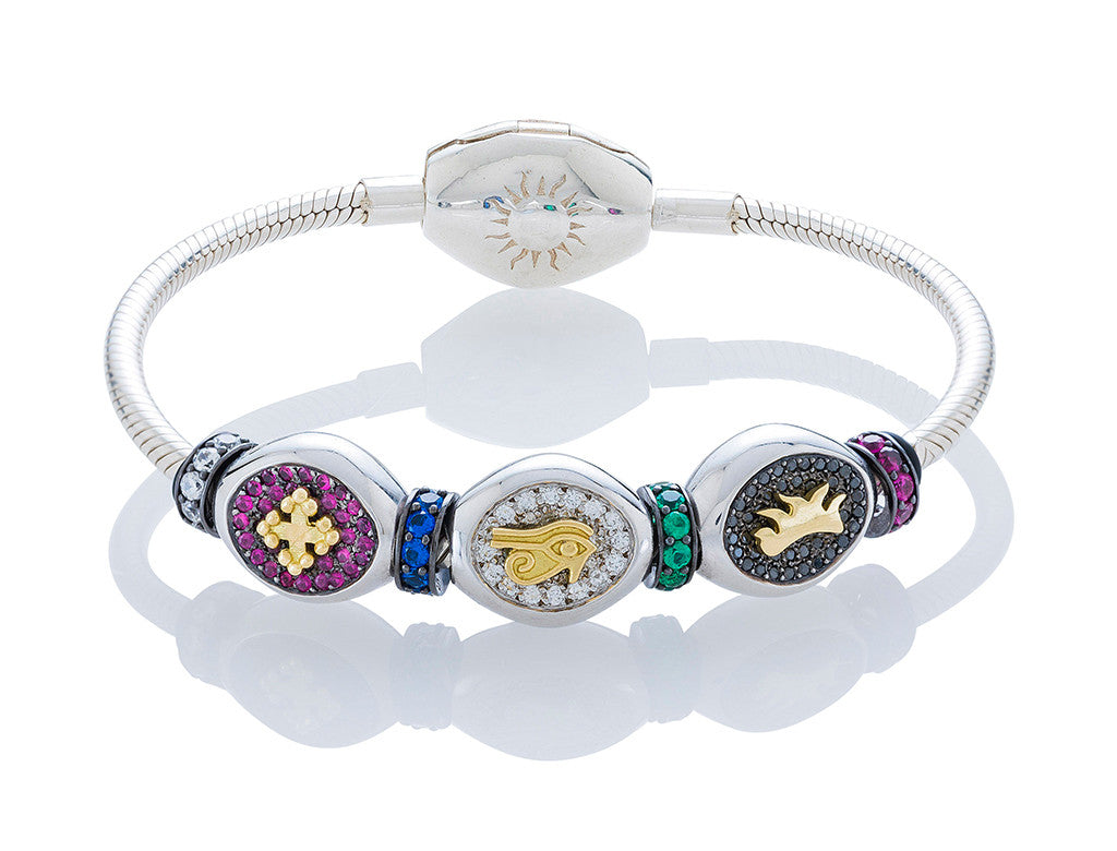 The Sydney Pavé Classic Bracelet on Silver - small charms